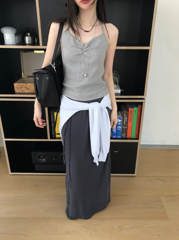 抓皺壓線掛脖背心