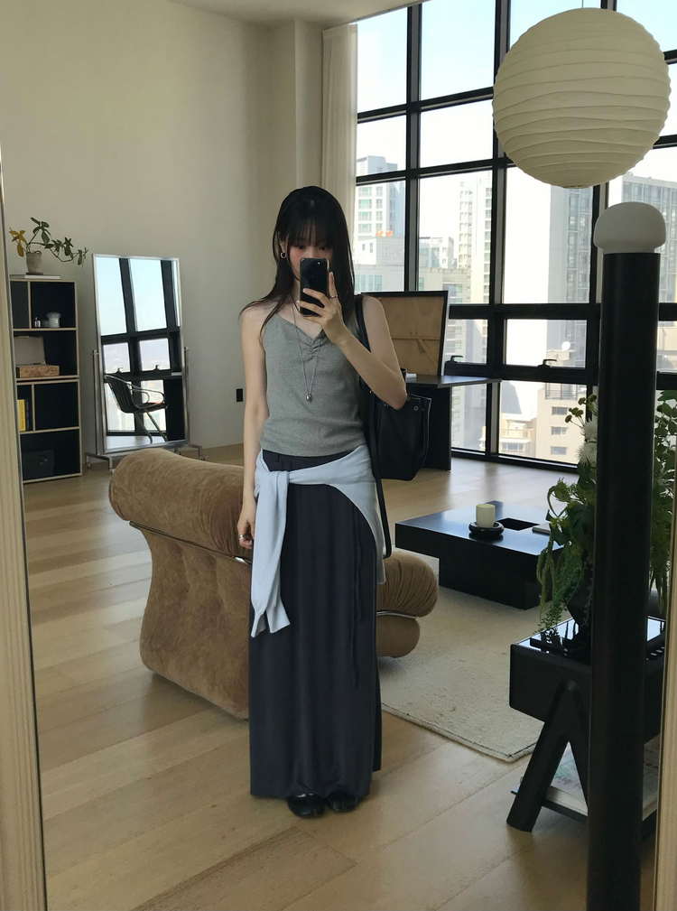 抓皺壓線掛脖背心