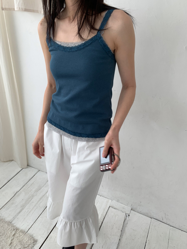 美色蕾絲邊細節背心