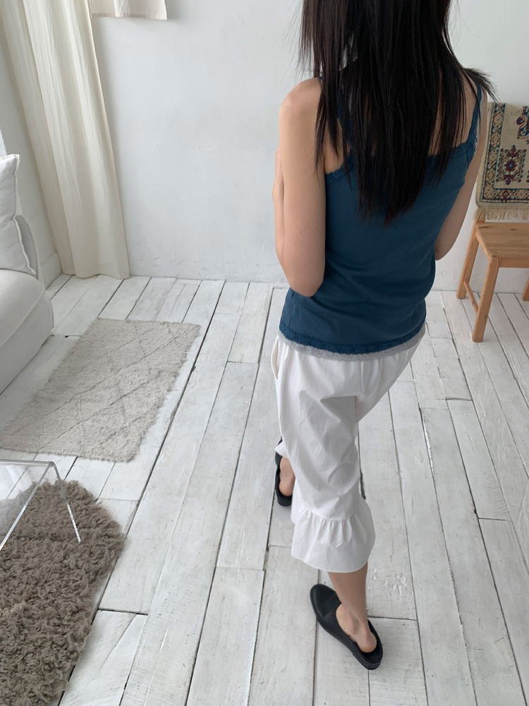 美色蕾絲邊細節背心