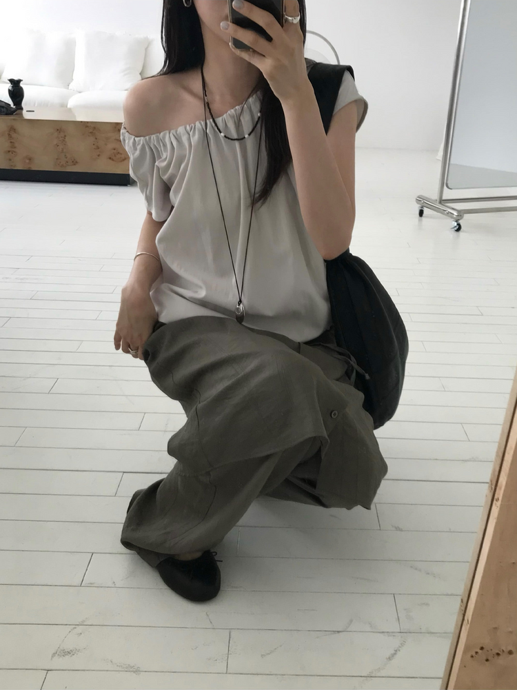 霧光澤排鈕細節裙褲