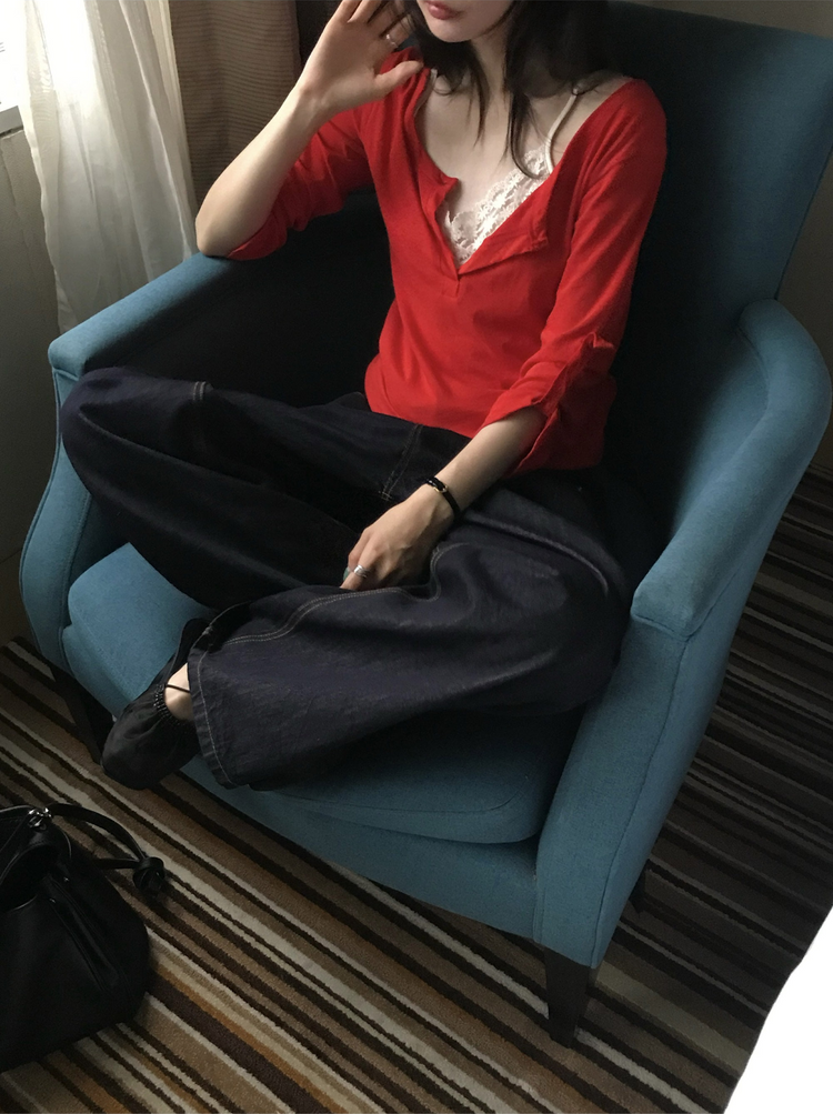 美色亨利領反折袖細節上衣