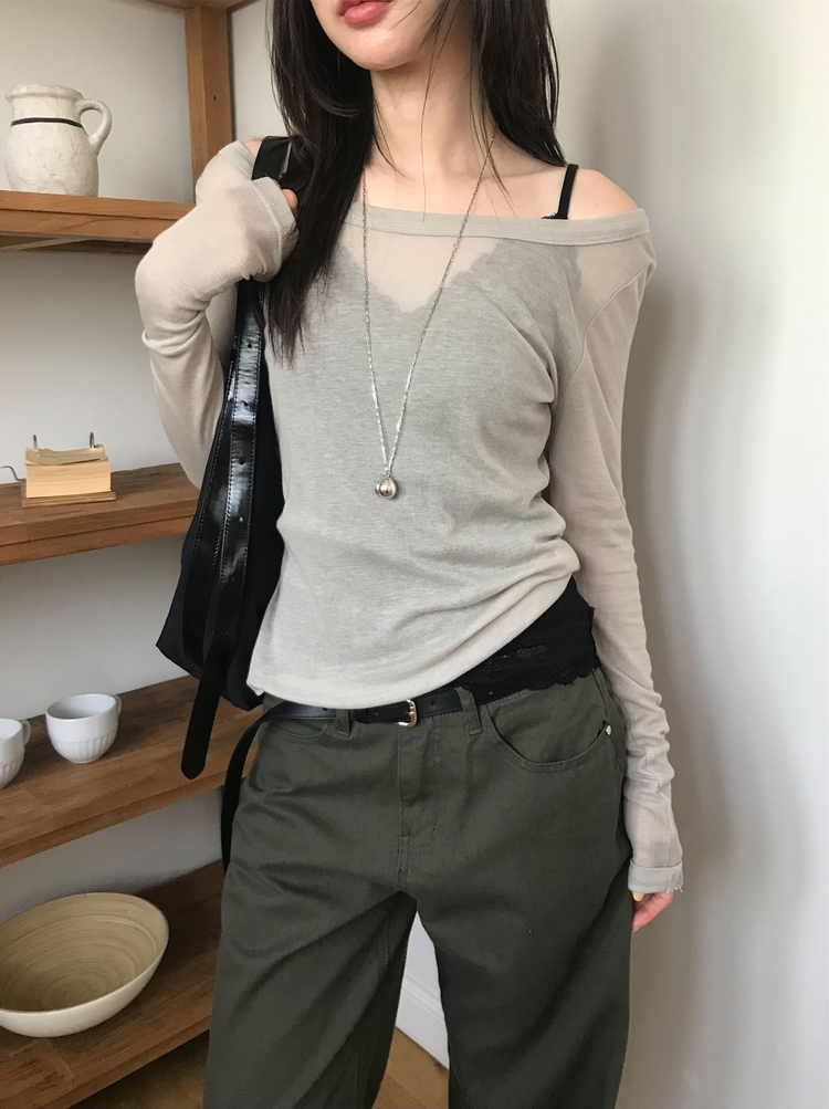 蕾絲邊V領背心