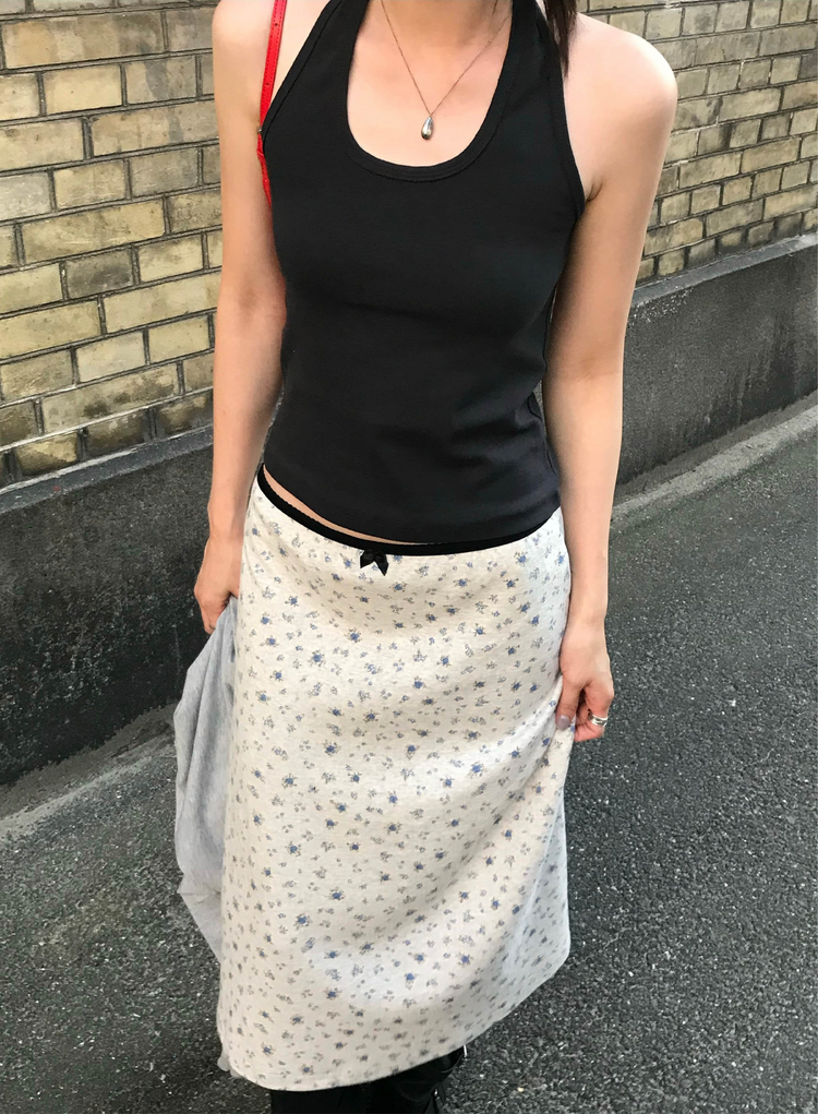 蕾絲邊小碎花細節半裙