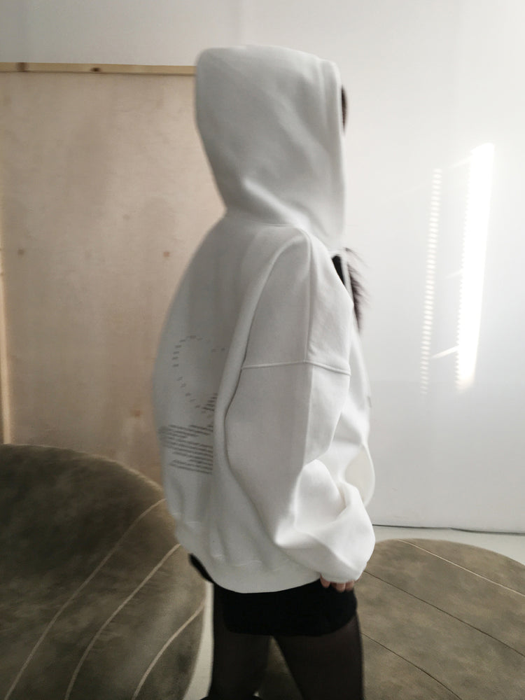 印花細節雙拉鏈連帽外套