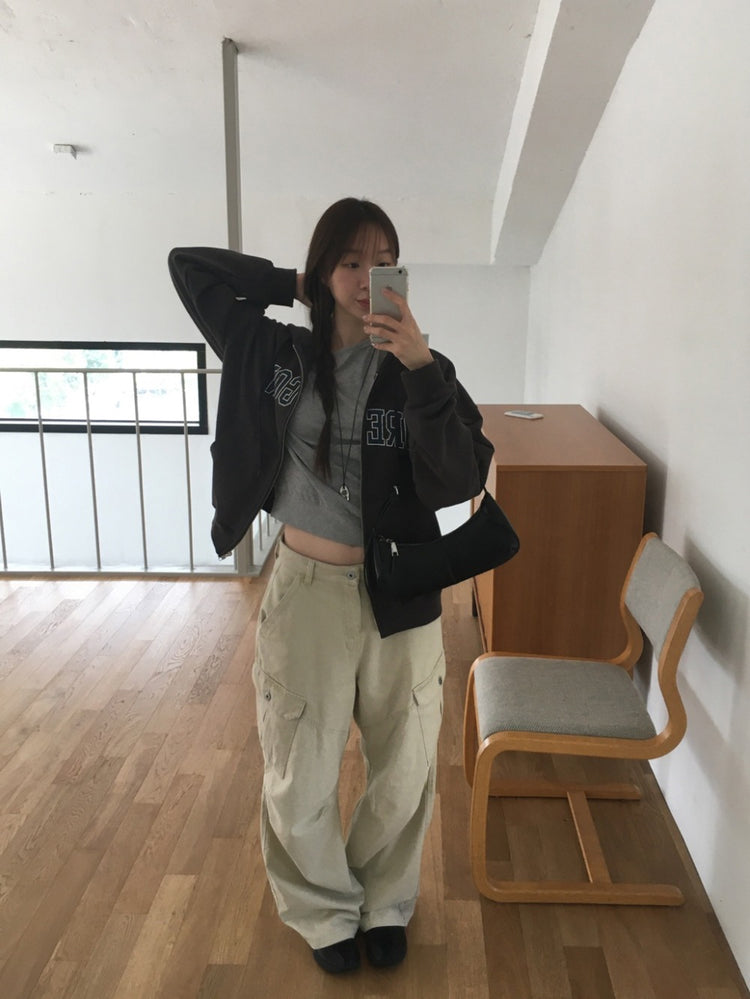 美色做舊字母連帽外套