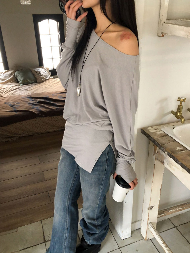 美肩側開叉指扣細節修腰連身裙