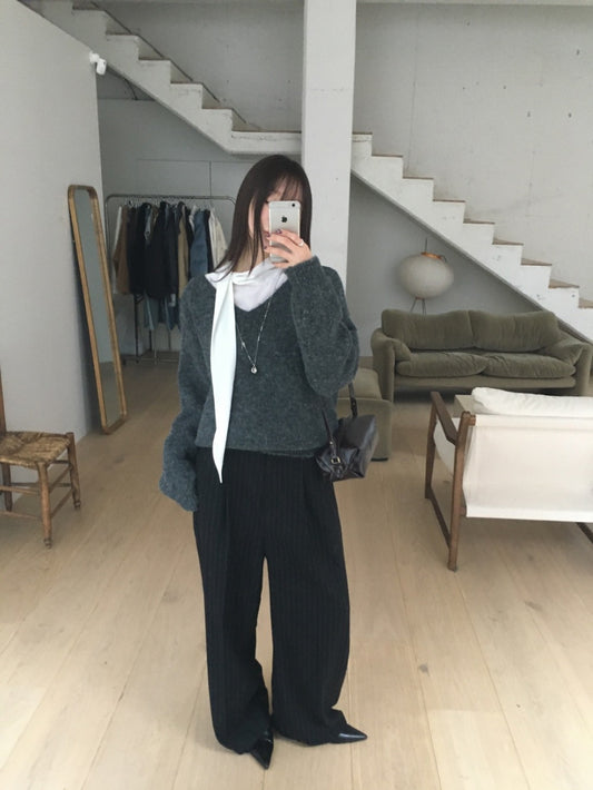 美背V領綁帶細節毛衣