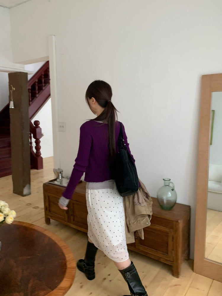 花邊排鈕顯瘦針織外套