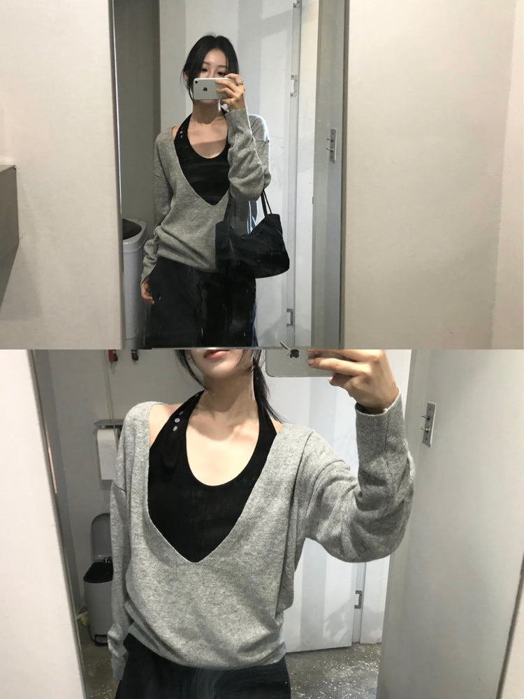 掛脖扣鈕細節背心