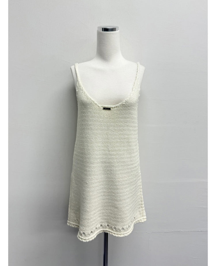 鐵扣細節縷空針織連身裙