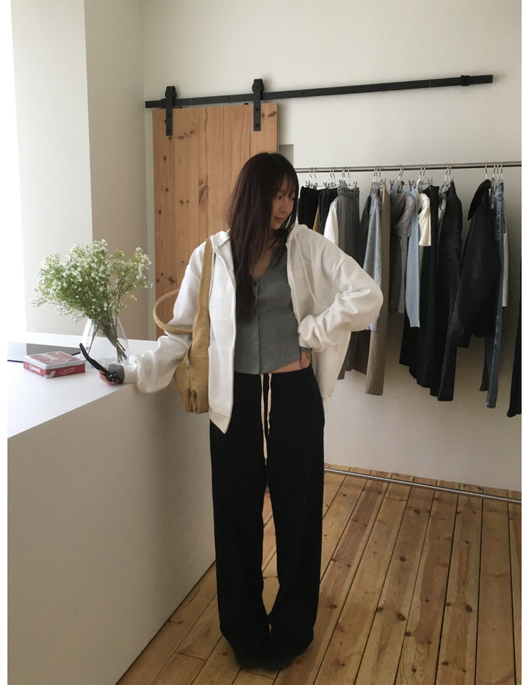 格紋反著腰頭細節棉褲