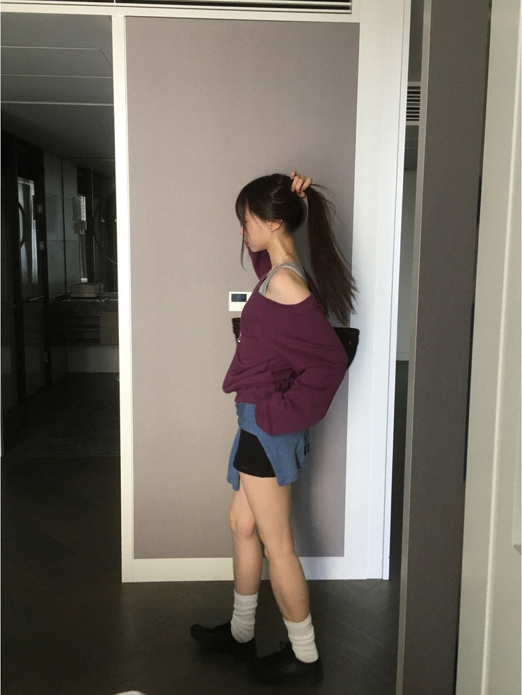 美色露肩細節衛衣