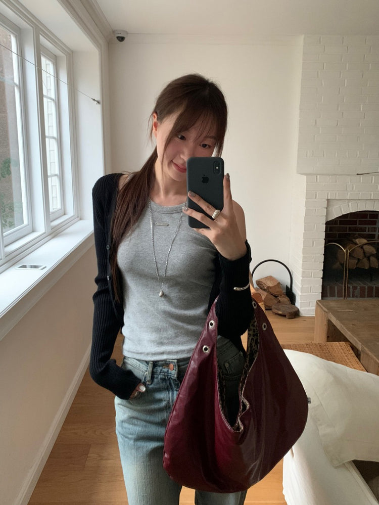 美色鐵牌扣細節背心