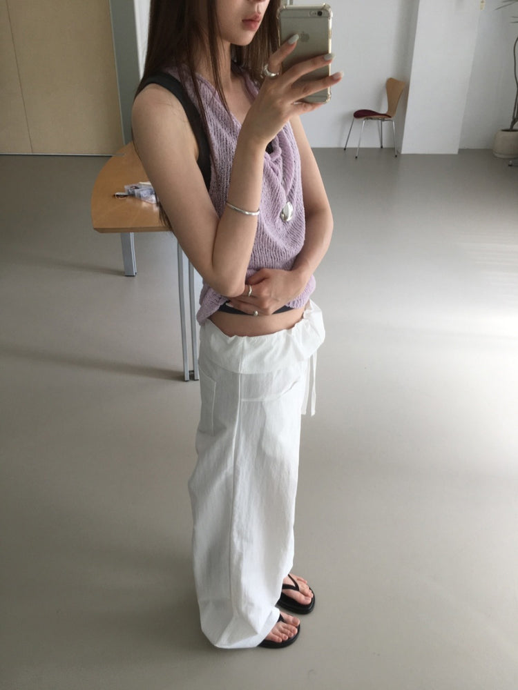 美色垂領粗針針織背心
