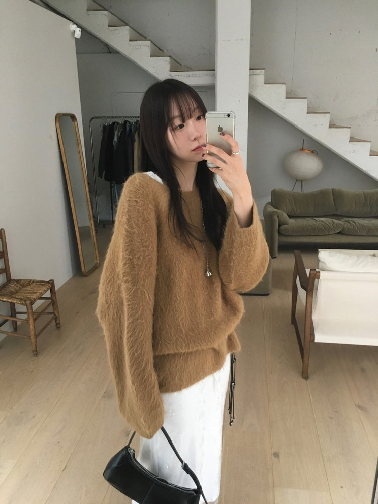 美肩毛流質感寬鬆毛衣