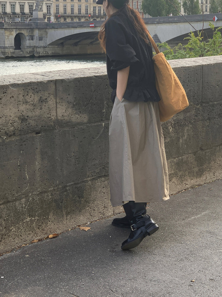 傘狀鬆緊腰百褶裙