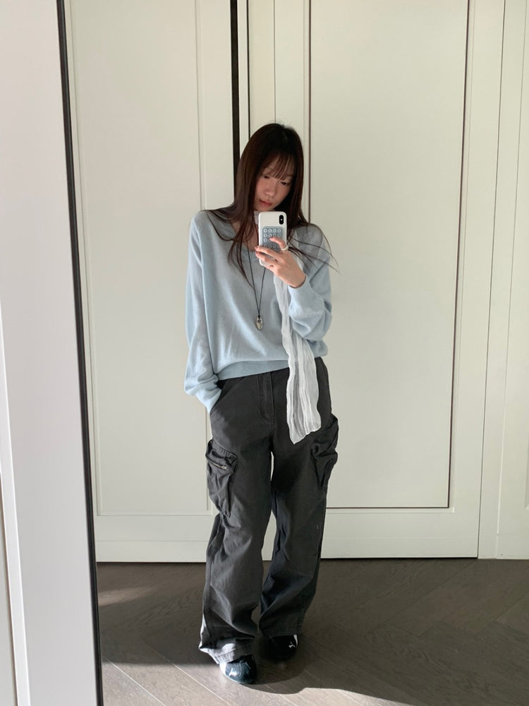 微透拉克蘭袖針織上衣