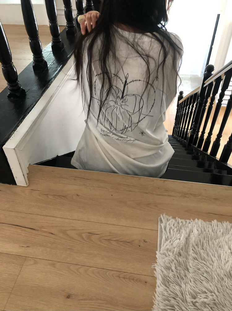 蛋糕圖案印花寬鬆t