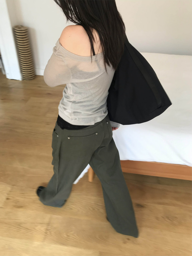 美色極簡低腰修身直褲