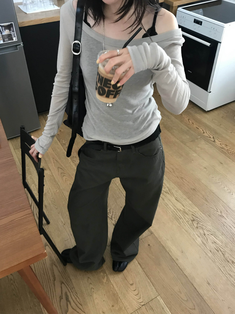 美色極簡低腰修身直褲
