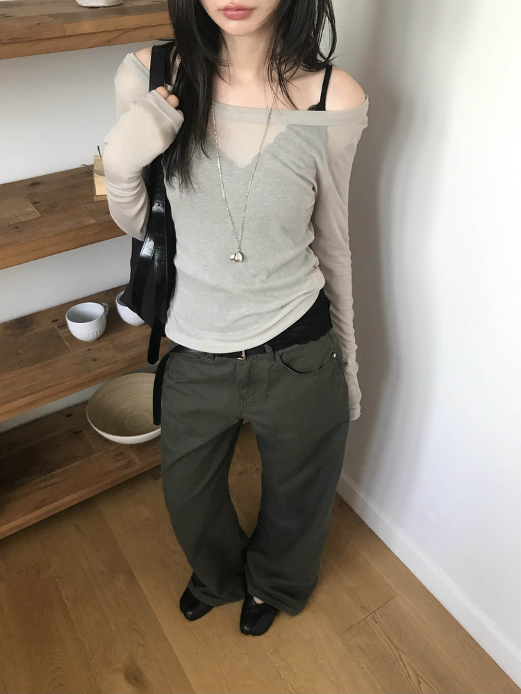 美色極簡低腰修身直褲
