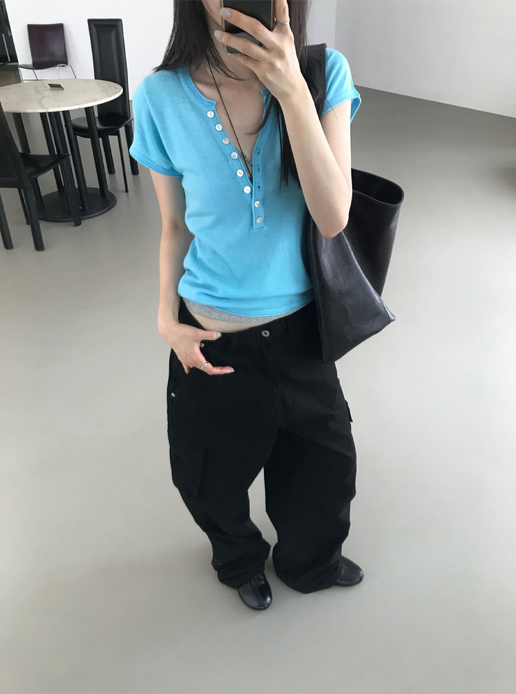 Unisex簡約口袋工裝褲