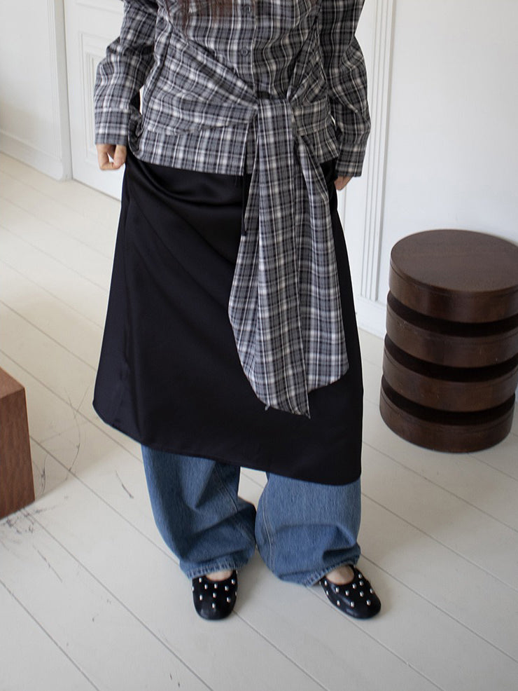 美色霧光澤感及踝裙