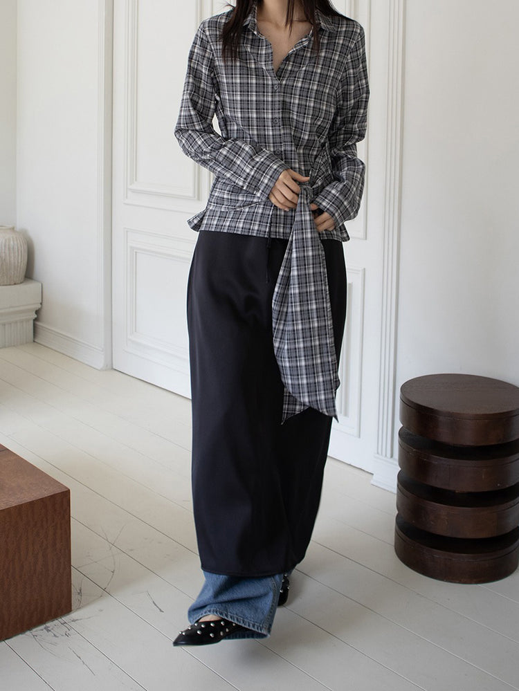 美色霧光澤感及踝裙