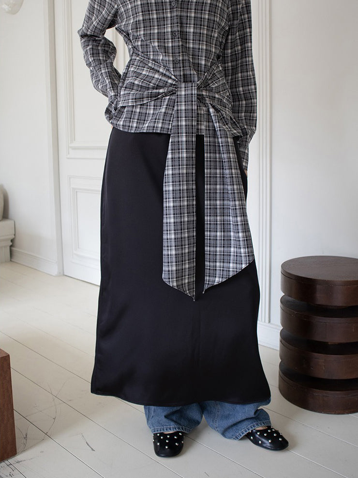 美色霧光澤感及踝裙