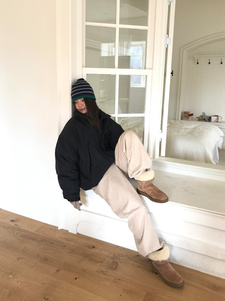 基礎美色內刷毛繭型褲