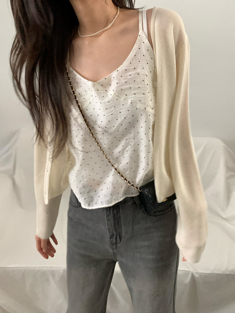 微透膚坑紋針織外套