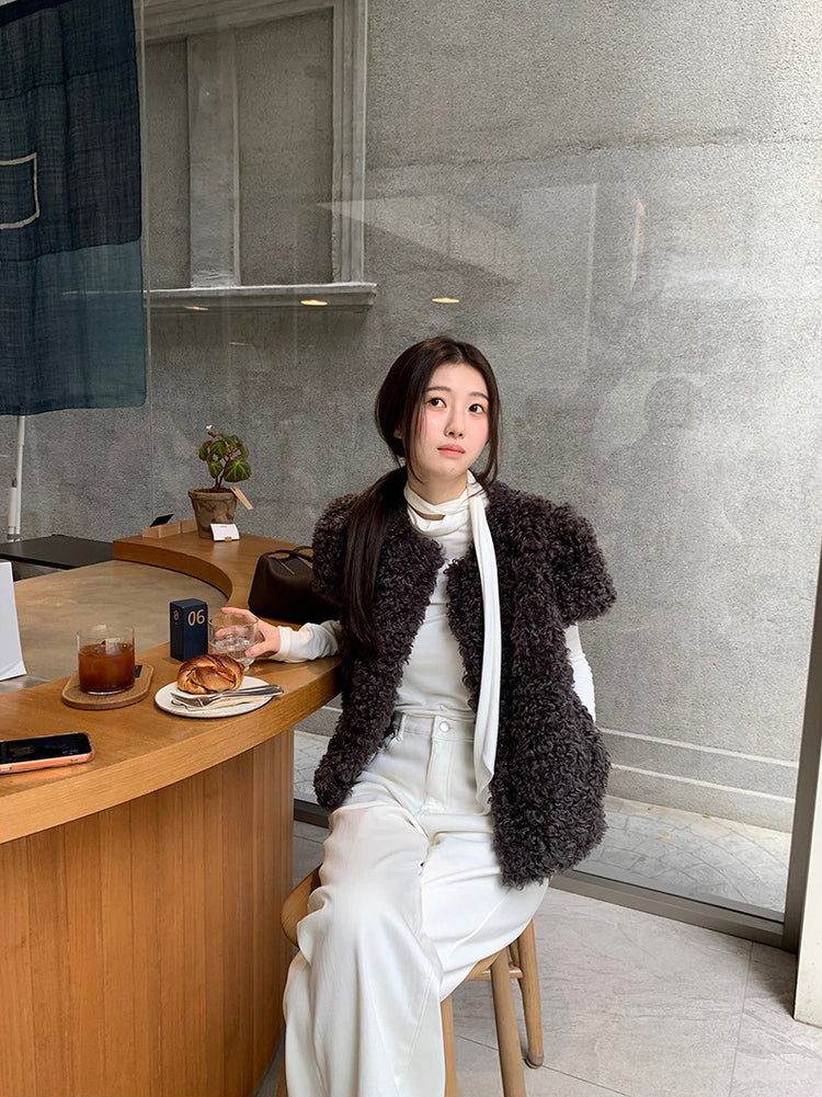 交疊領巾細節修身上衣