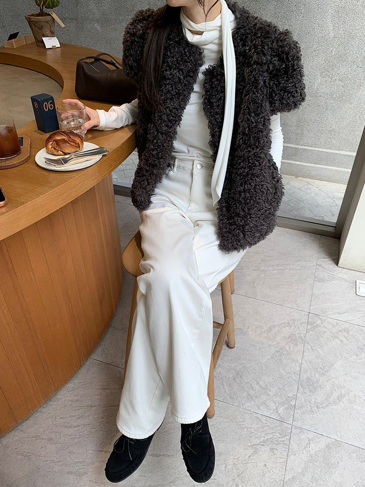 交疊領巾細節修身上衣