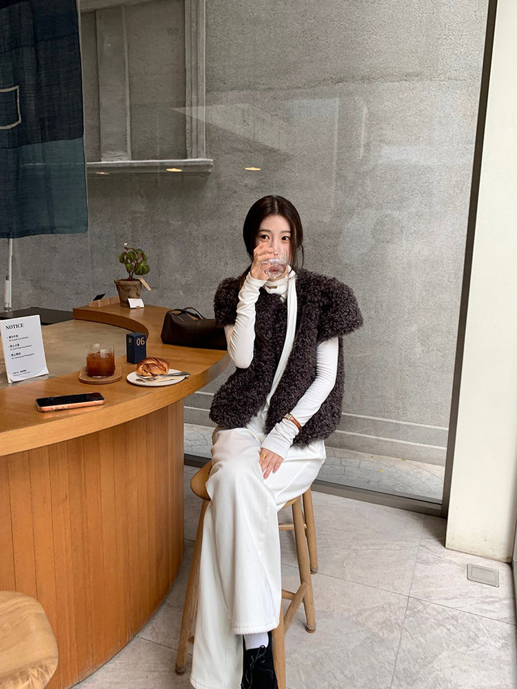 交疊領巾細節修身上衣