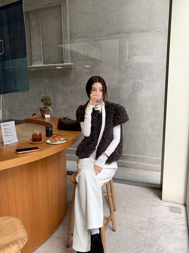 交疊領巾細節修身上衣