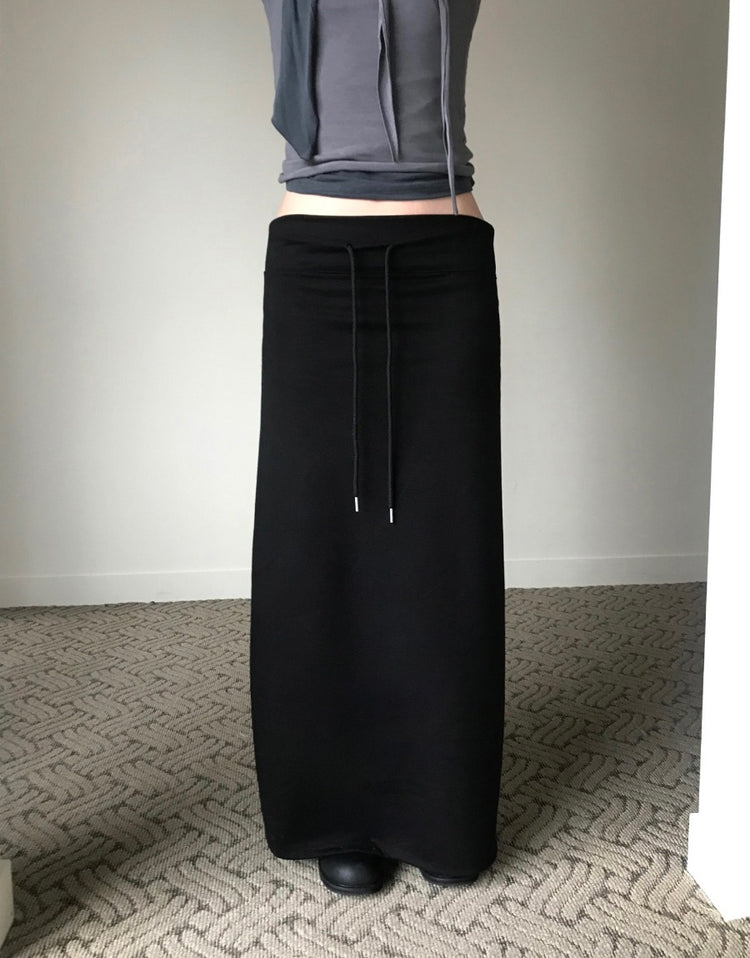 寬腰頭垂帶直裙