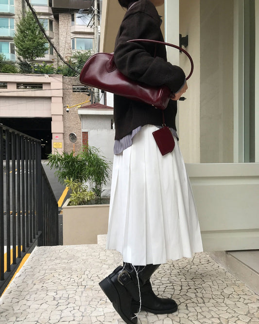 不修邊雙層細節百褶裙