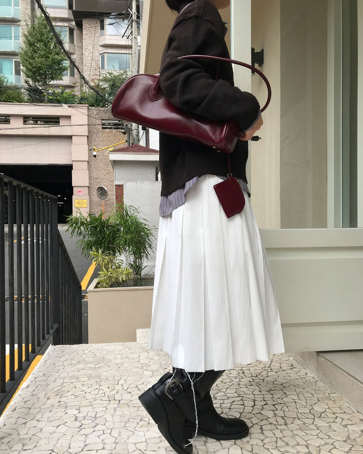 不修邊雙層細節百褶裙