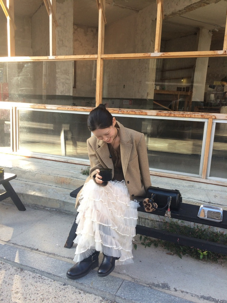 極美透紗蛋糕層次感及踝裙