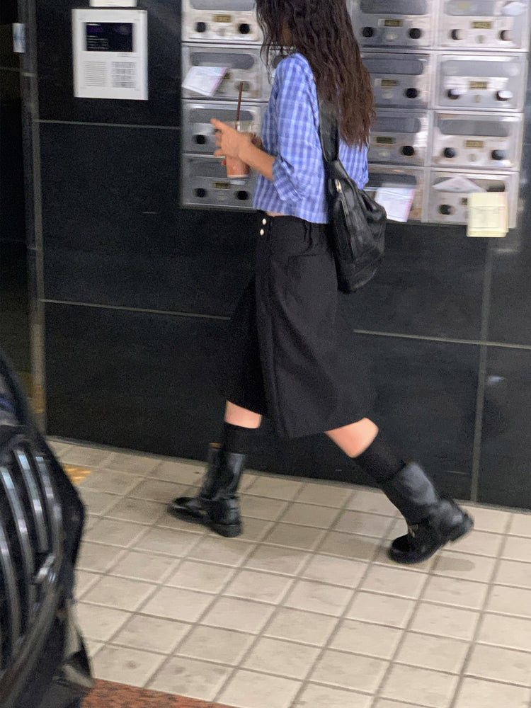 天絲腰包細節百褶中裙