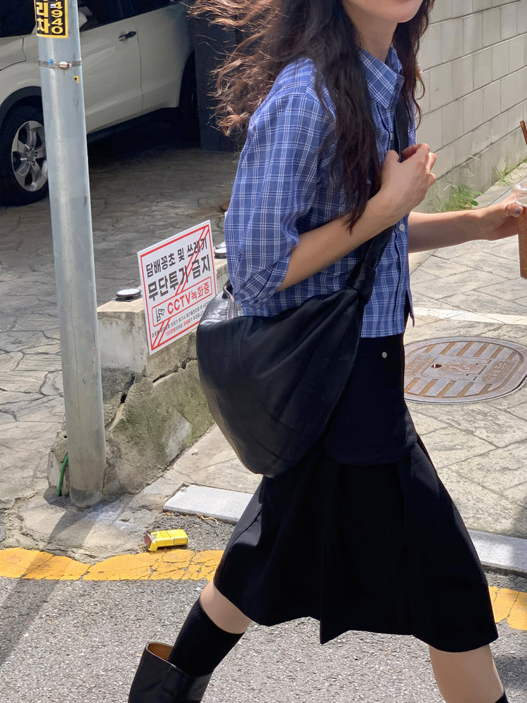天絲腰包細節百褶中裙