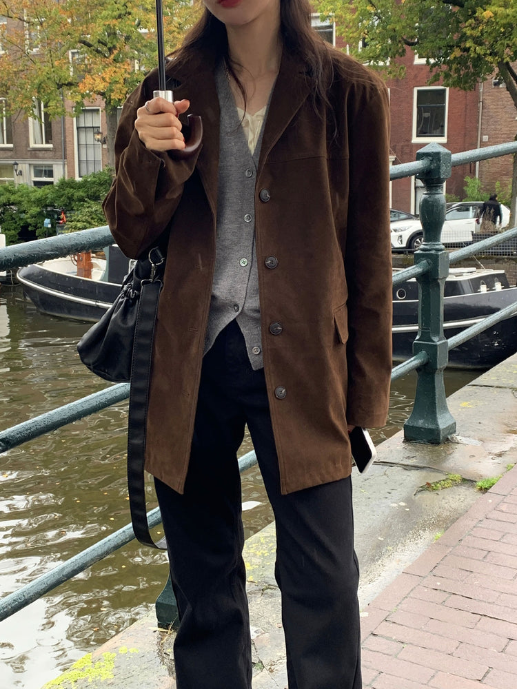 皮質/麂皮質感綁帶西外