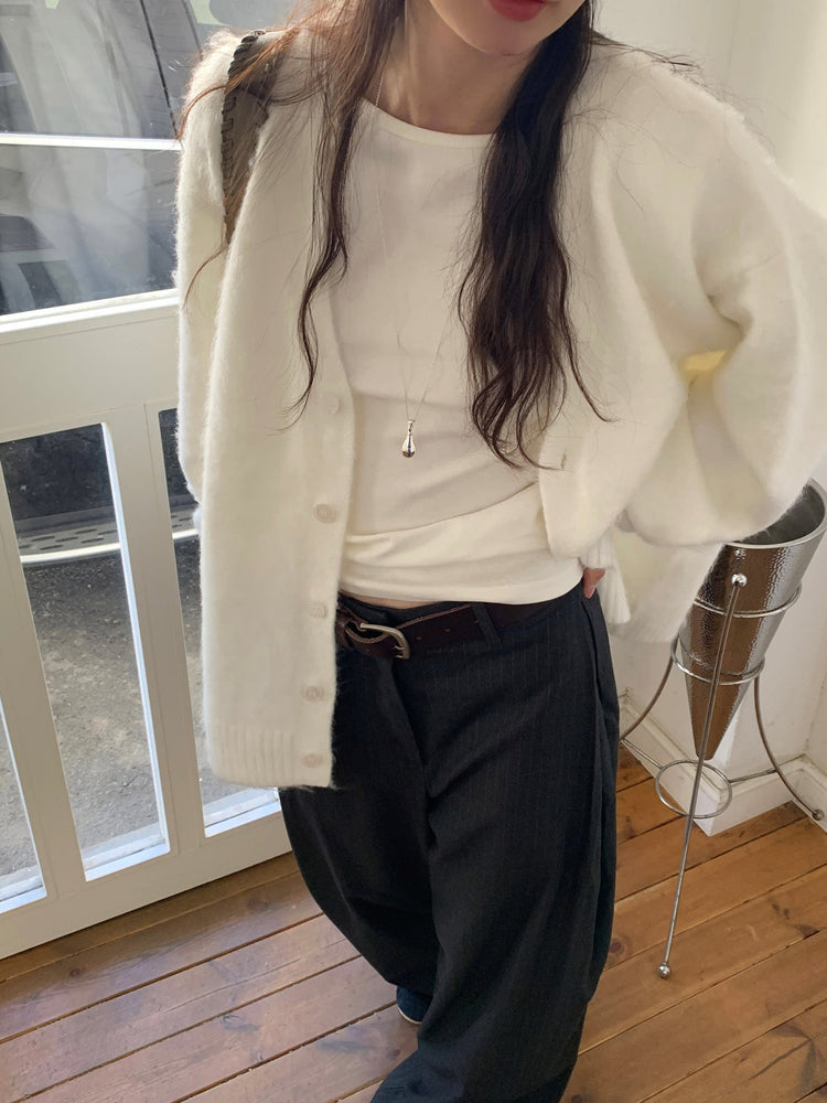 Fw ver.條紋側壓褶細節直褲