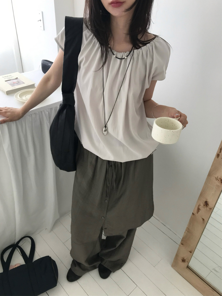 霧光澤排鈕細節裙褲