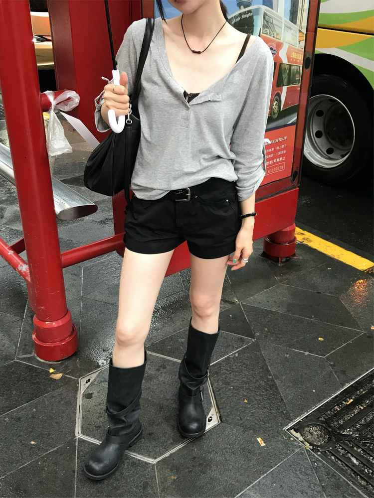美色亨利領反折袖細節上衣