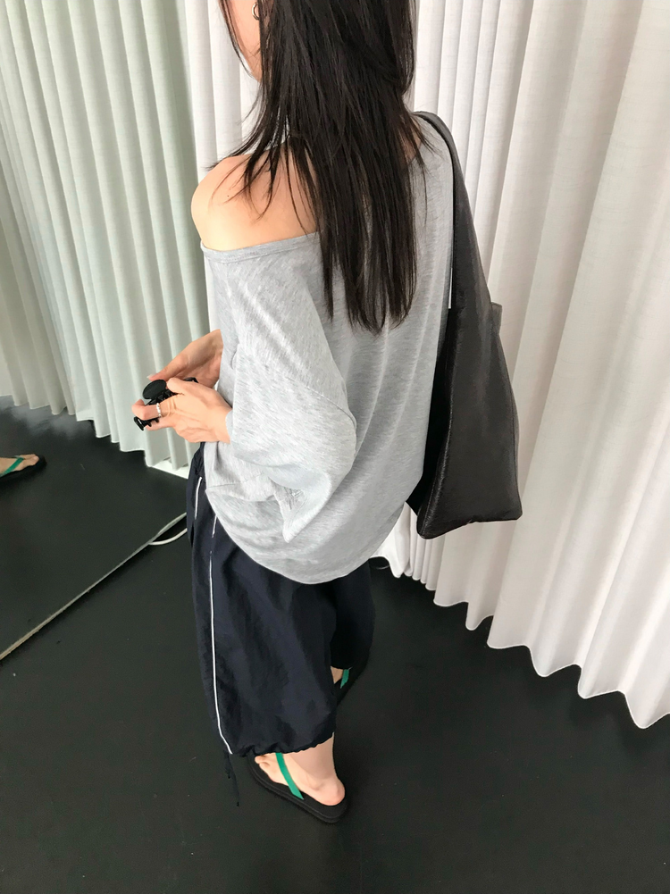 撞色側壓線休閒七分褲