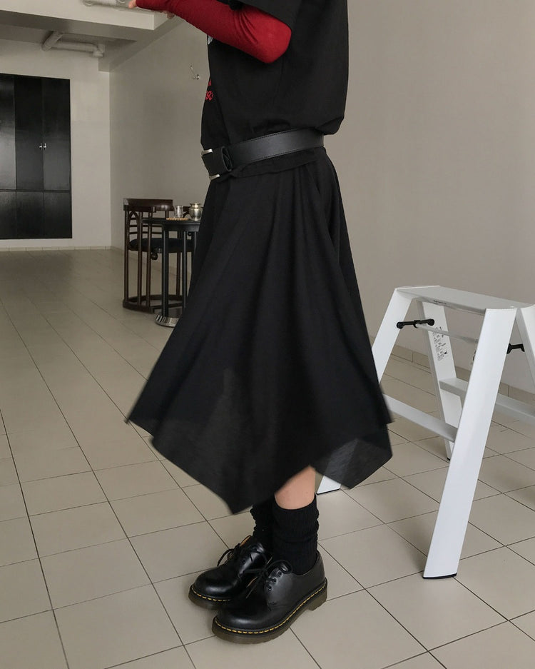 不規則下擺細節棉裙