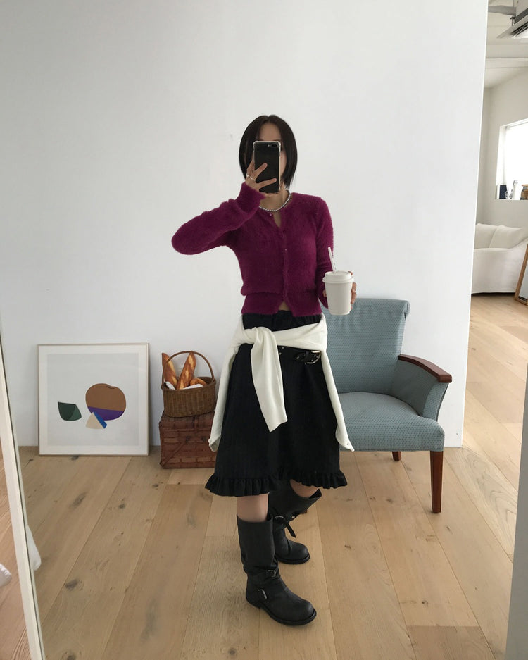 美色圓領排鈕針織外套