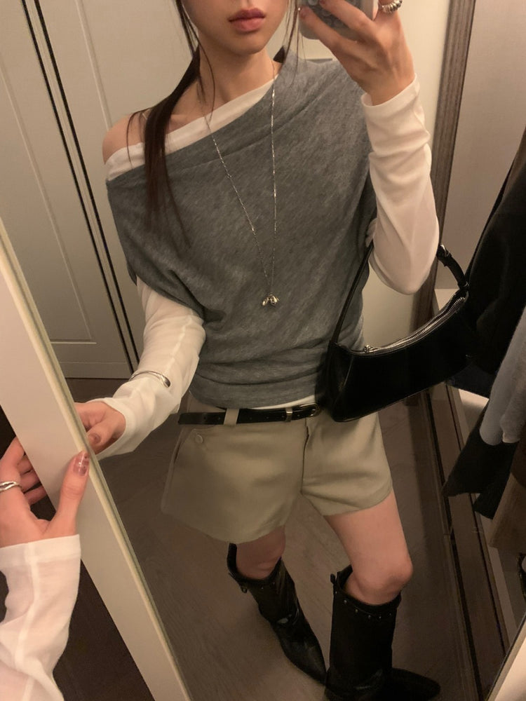 美肩堆堆細節修身上衣